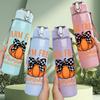 1PC Farm Fresh Pumpkin Letter 750ml Color Plastic Sports Water Bottle Leakproof Flip Straw Lid Suitable for Sports Office Home Use