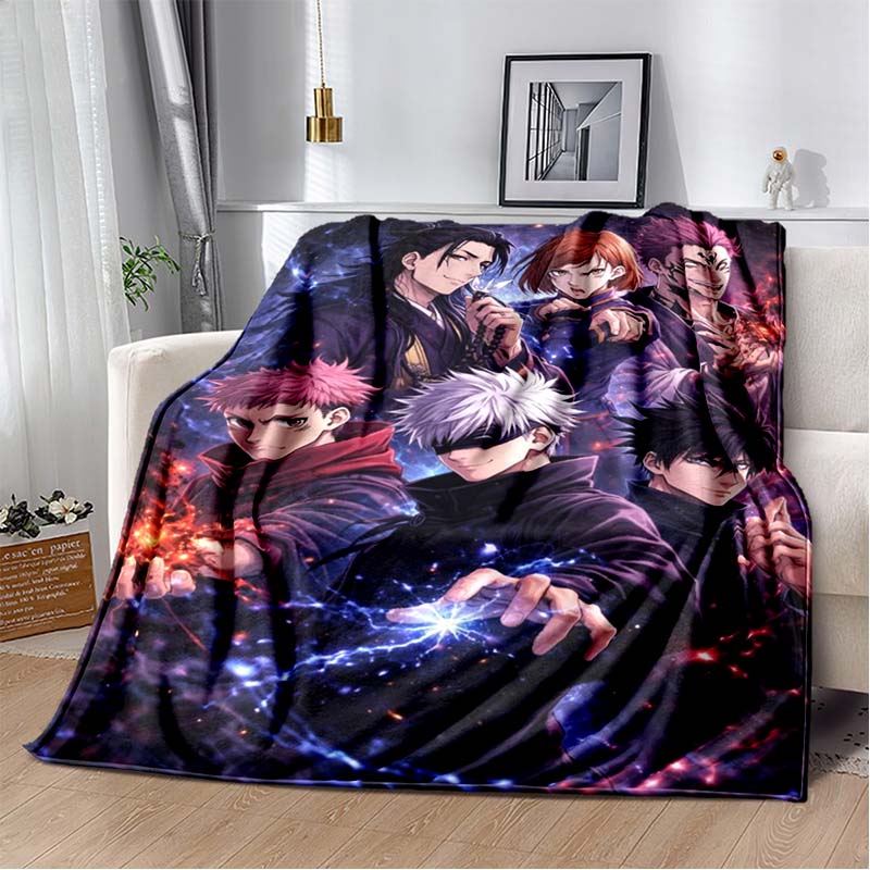 2026 newmodel Jujutsu Kaisen Anime Pattern Flannel Blanket,Multi-purpose Holiday Gift Blanket Warm And Soft Blankets All Seasons