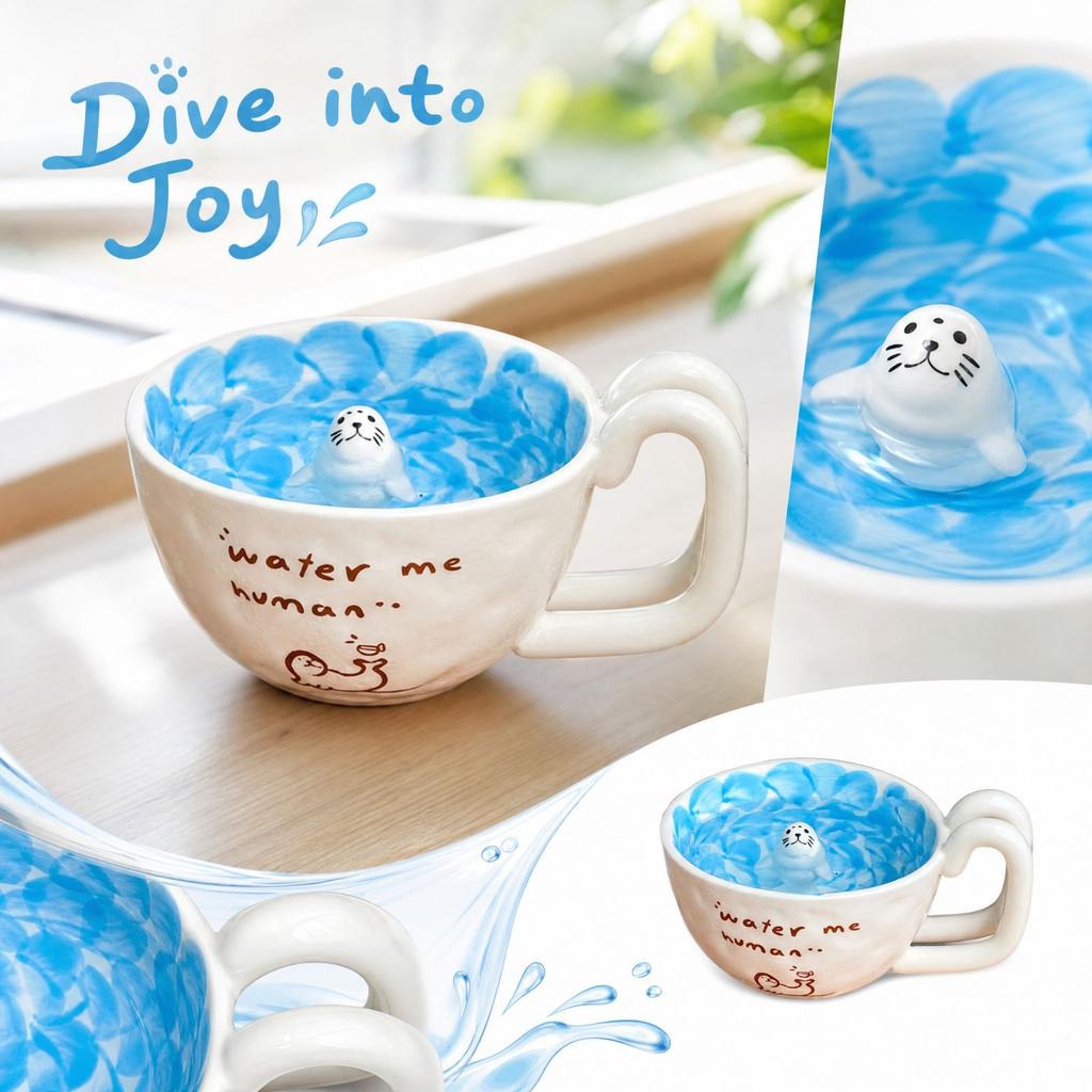 Ceramic Coffee Mug with Pool Swimming Design for Beach Lovers