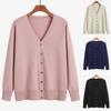 Women Sweater Coat Solid Color Single-breasted Buttons Long Sleeves Casual Cardigan Soft V Neck Casual Autumn Jacket for Daily Wear