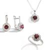 Кольцо, серьги, подвеска-ожерелье из стерлингового серебра 925 пробы с натуральным гранатом, дизайн в форме цветка, набор изящных украшений для женщин, подарки на день рождения