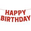 Pre-strung Happy Birthday Banner - No DIY - Gold Glitter Birthday Party Banner for Men & Women - Pre-strung Garland on 8 ft Strands - Gold Bday Party