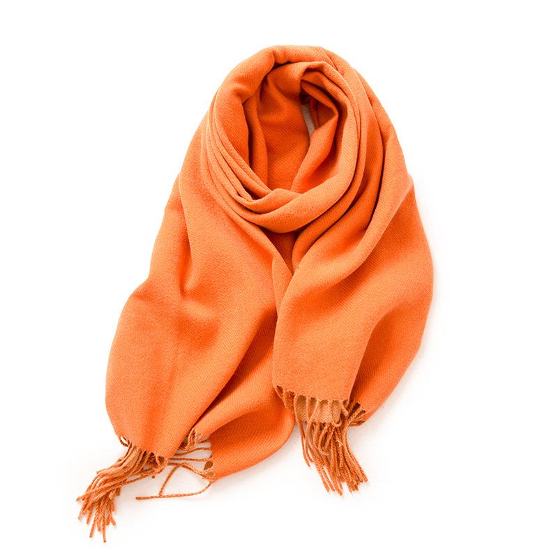 Double-Sided Solid Color Macaron Scarf For Women, Imitation Cashmere Tassel To Keep Warm In Winter