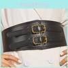 Women Elastic Vintage Waistband Waist Cincher With Double Button Buckle Twist