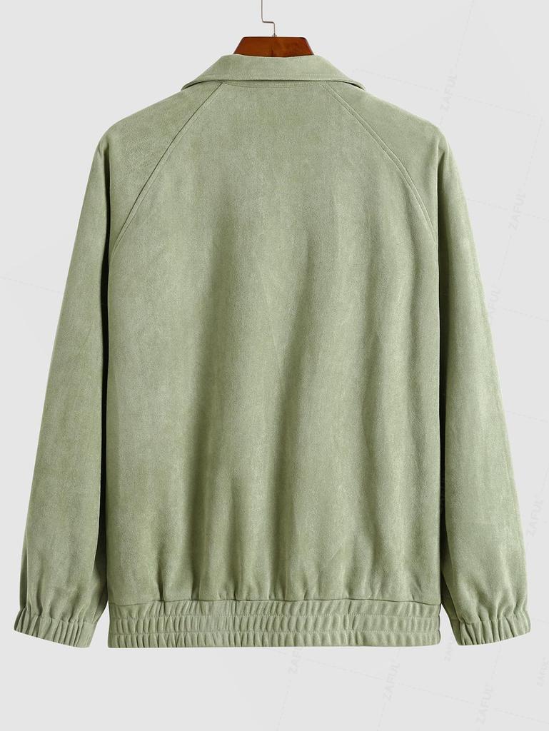 ZAFUL Мужская повседневная куртка из искусственной замши с вышитой надписью NEW YORK на кнопках и рукавами реглан