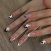 24 Pcs French Tip Press On Nail Almond Shape False Nail Stars Acrylic Nail Glossy Full Cover Stick On Nail