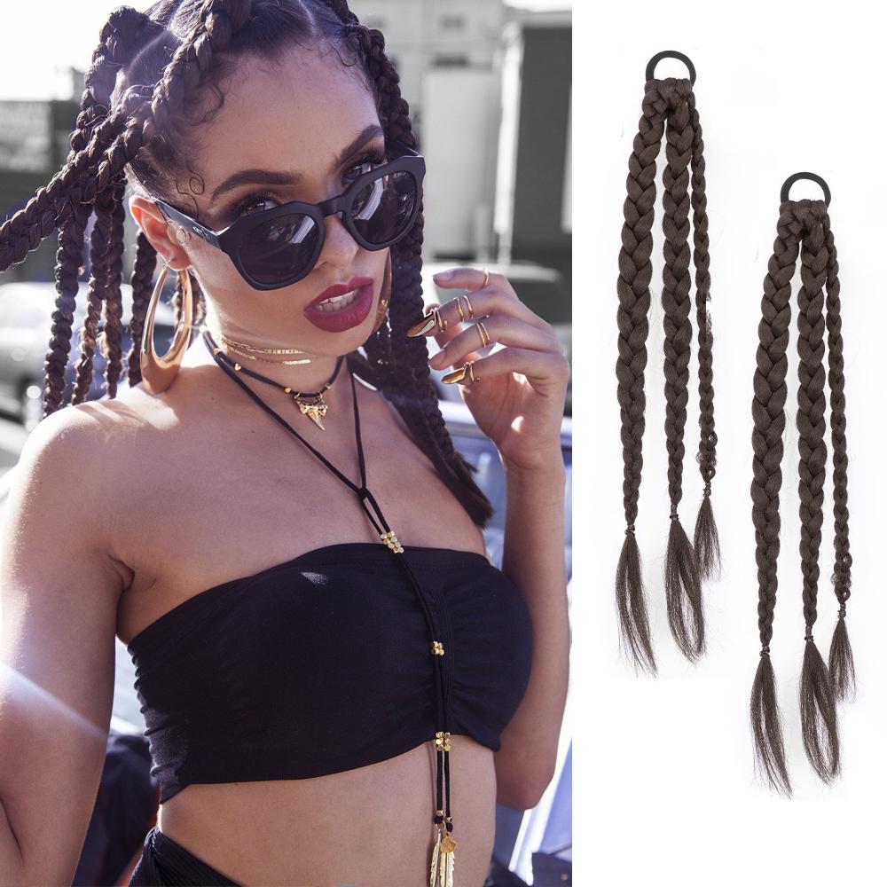 Bybrana Синтетическая резинка для хвоста, плетеная коса из жареного теста, наращивание волос, черные, коричневые женские различные стили