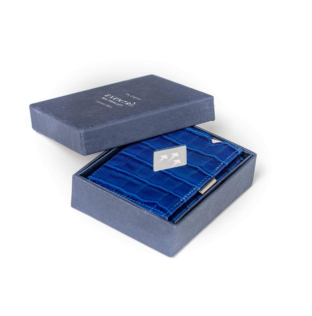 EXENTRI EXM505 Genuine Leather Mini Wallet with Coin RFID Compact Mini Cowhide Small Wallet for Men and Women Multi-Wallet Tri-Fold Purse, Blocking,