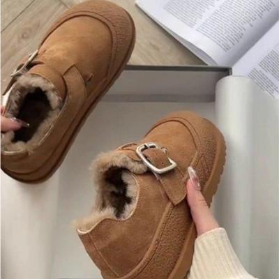 Женские бархатные утолщенные зимние сапоги на толстой подошве, новая зимняя нескользящая женская обувь, пушистая обувь, повседневная хлопковая обувь