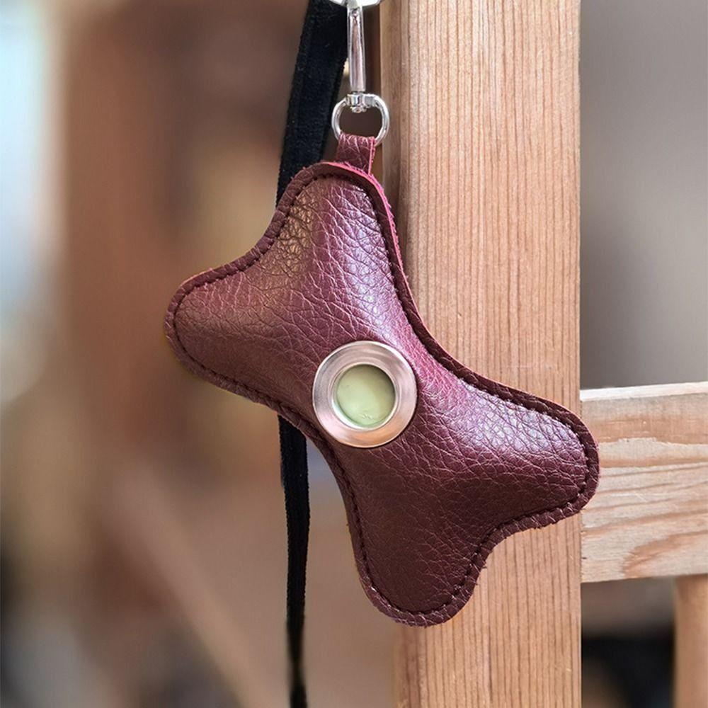 Creative Dog Poop Bag Dispenser Bone Shaped PU Leather Pet Poop Clean Bag Holder Waterproof Portable Pet Waste Bag Carrier