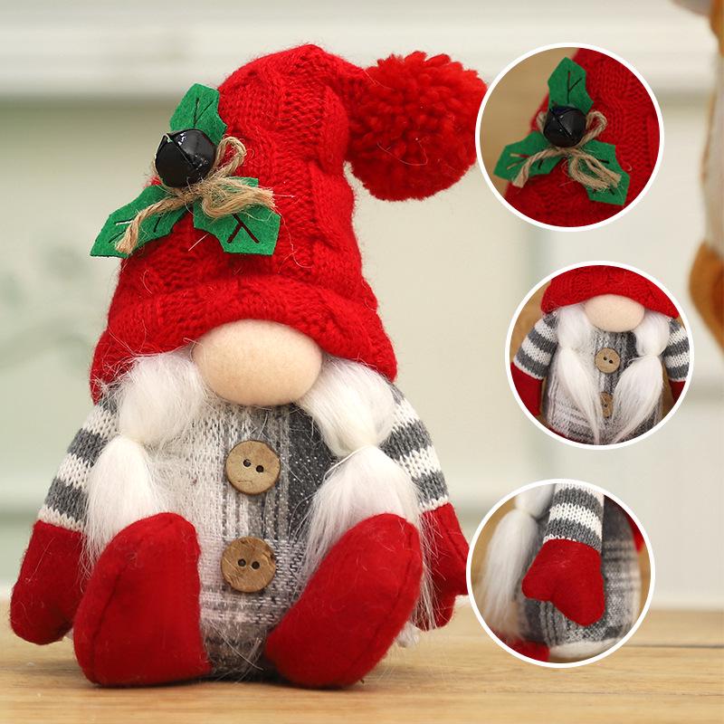 High-end Knitted Christmas Gnome Plush Ornament with Pointed Hat
