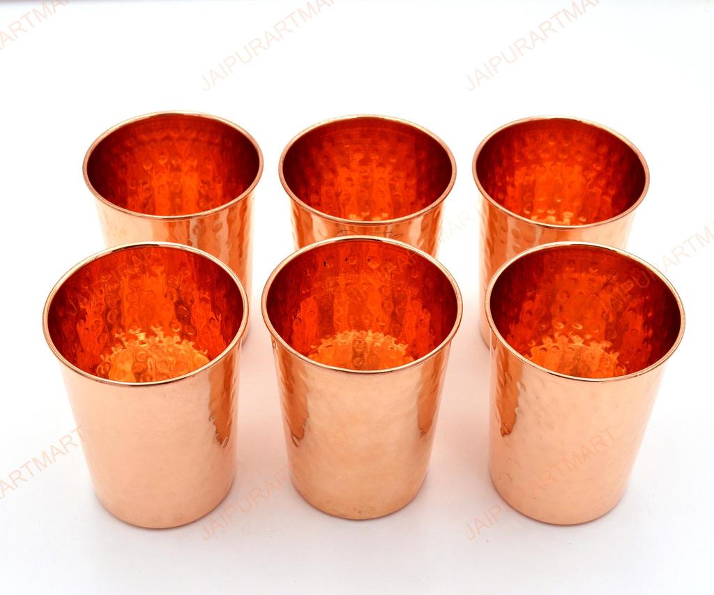 Медный кованый стакан для воды для питья Набор из 6 штук