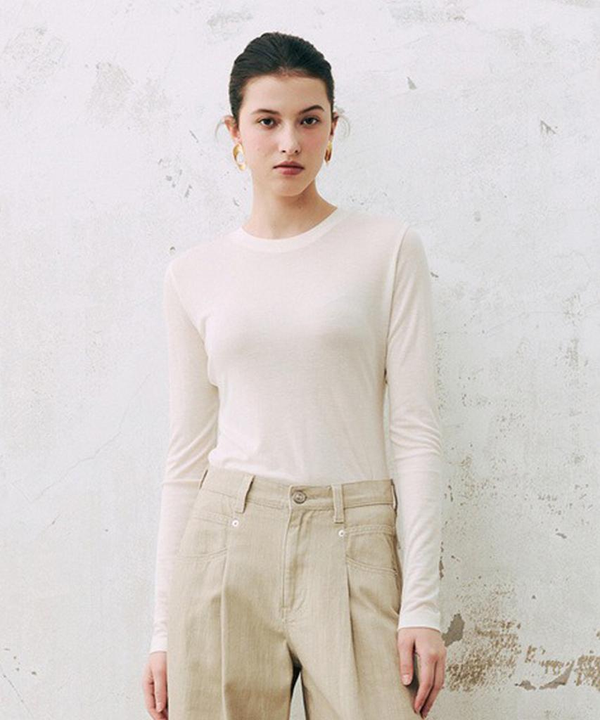 Baniseunyuyog 26Ss Т-блузка из смешанного шелка с вуалью Цвет: Слоновая кость