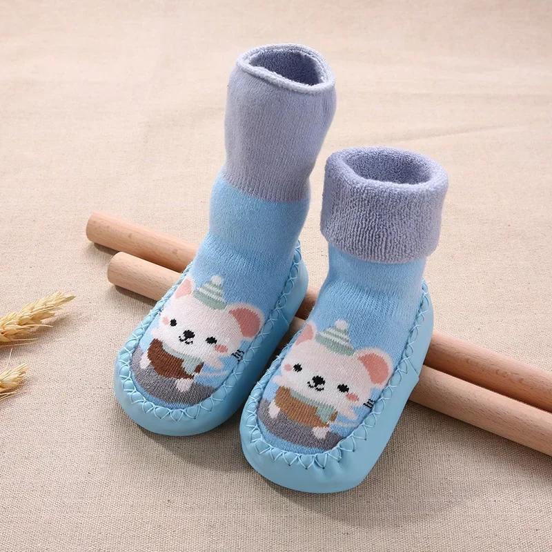 Baby Shoes Socks Children Infant Cartoon Socks Baby Gift Kids Indoor Floor Socks Rubber Sole Non-Slip Thick Warm Socks