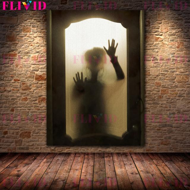 Ужасные фигурки призраков в окне Ретро настенная живопись на холсте Таинственная паника Художественные плакаты и принтеры