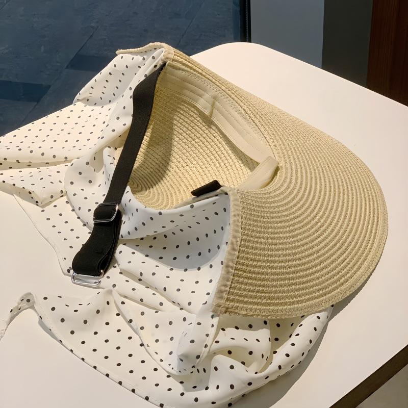 Summer New Bandana Sun Hat, Women Outdoor Beach Straw Hat, Trendy UV Protection Travel Cap