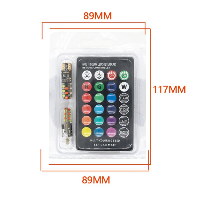 Led T10 Rgb Автомобильный габаритный фонарь 12 В Rgbw Cob Светодиодная лампа для чтения с автоматической атмосферной лампой с пультом дистанционного управления