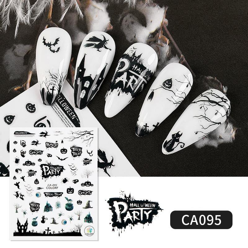 1 Sheet Halloween Series Nail Sticker Pumpkin Lantern Skeleton Spider Vampire Decals For Nail Art DIY Decoration Tools