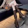 New Comfortable Women's Fashion Buckle Belt Knight Boots Autumn and Winter Thick Soled Knee-high Boots for Women Retro