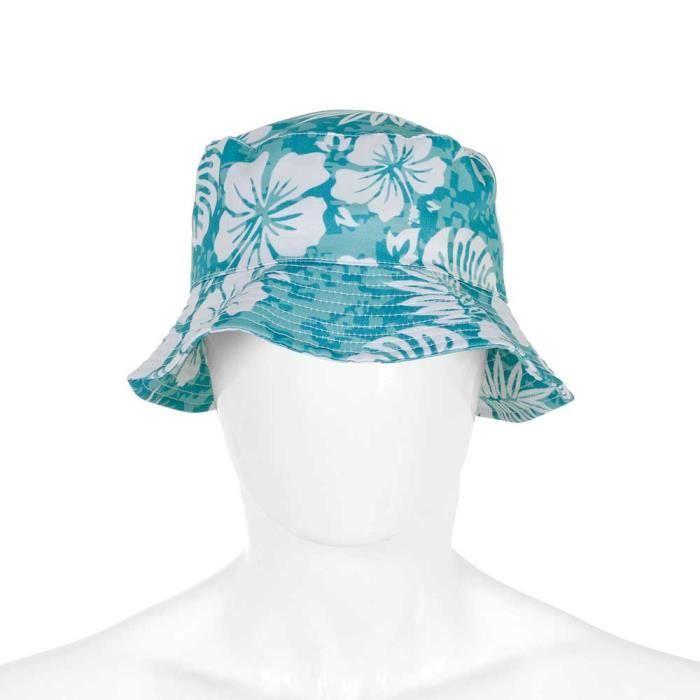 Bonnet Enfant Bucket - KARACTER MANIA - Aloha - Bleu - Taille 8 ans - Circonférence 50 cm