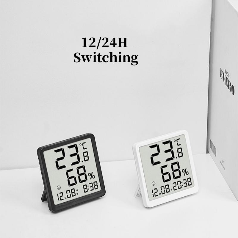 Мини портативные цифровые настольные часы с индикатором температуры и влажности, датой, работающие от батареек, настольные часы 12/24 ч. Магнитные настенные часы для холодильника с ЖК-дисплеем