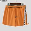 INCERUN Men Elastic Waist Cutout Patchwork Casual Sport Shorts Hot Pants