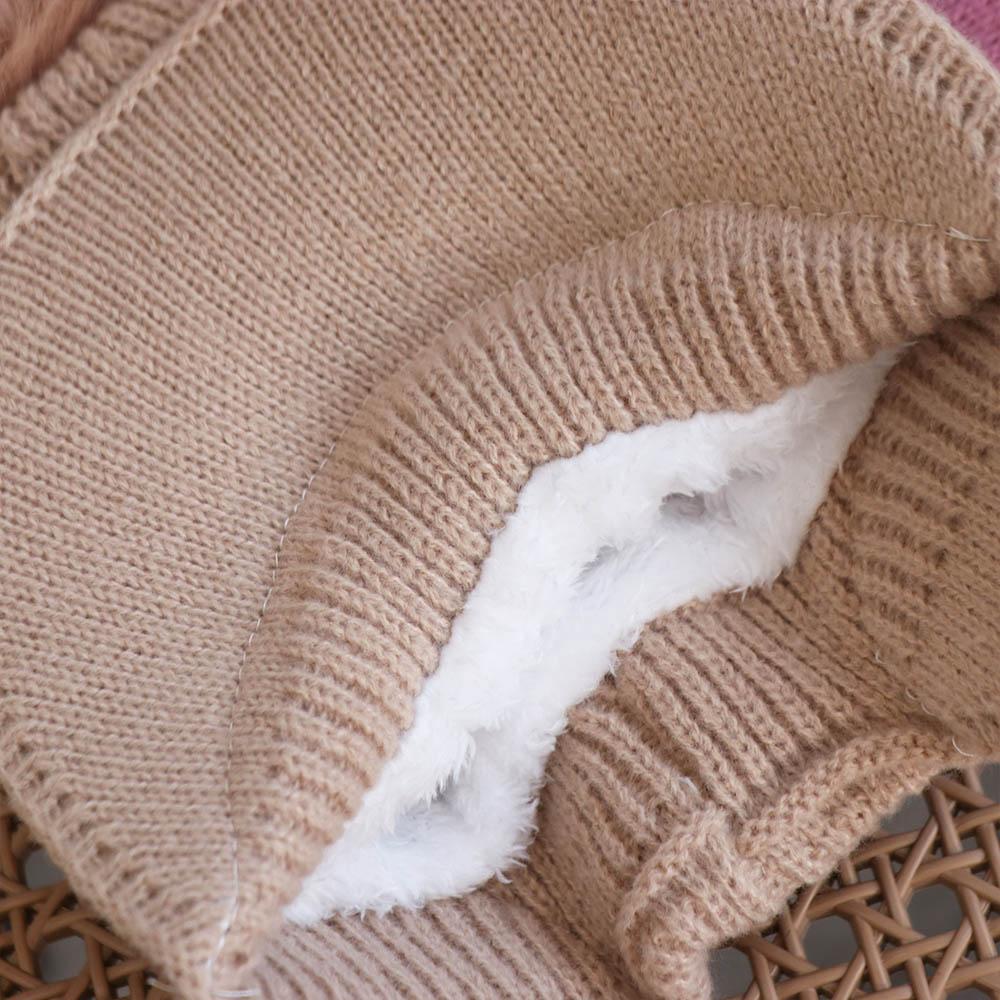 Solid Color Earflaps Hat Windproof Knitted Baseball Hat Fashion Plush Peaked Cap  Ladies