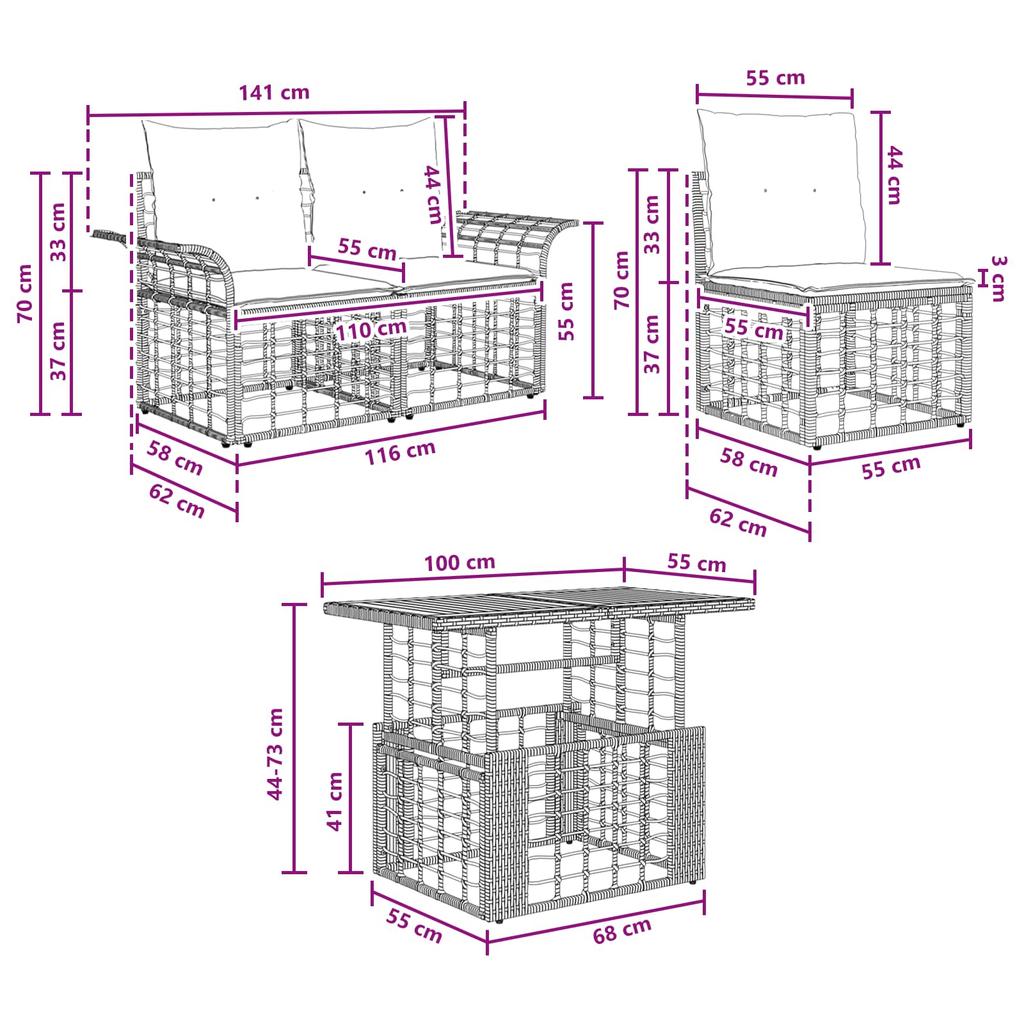 9 Piece Garden Sofa Set Black and Dark Grey Poly Rattan