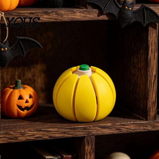 Travel Stress Reliever Halloween Pumpkin Squeeze Ball, Fruit Shaped Clicker Fidget Toy for Anxiety Relief, Cute Soft Decompression Kids Adults, Party