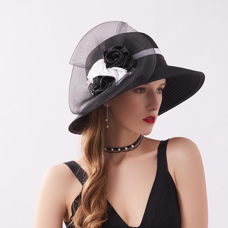 Women's summer flower sunscreen visor hat European and American fashion fisherman's top hat foldable wide-brimmed mesh sun hat