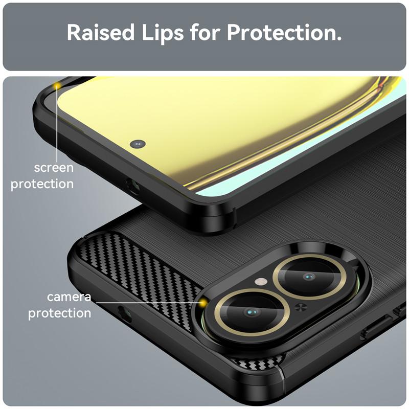 For Realme C67 4G Case Realme C67 4G Shockproof Original TPU Luxury Brushed Rubber Protective Phone Back Cover Realme C67 4G