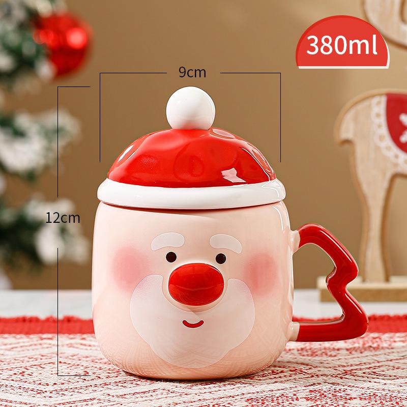 Creative High-Value Christmas Ceramic Cup With Lid Household Cute Couple Gift Water Cup Souvenir