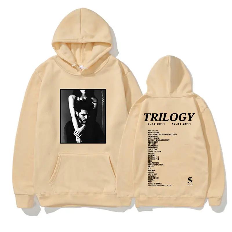Large hooded sweatshirt with men's The Weeknd Trilogy music album print  hip-hop trend sweater  sweatshirt  unisex casual wear