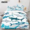 3D Shark Fish Duvet Cover Beach Ferocious Shark Theme Bedding Set Ocean Sea Comforter Cover for Kids Women Men Room Decorations