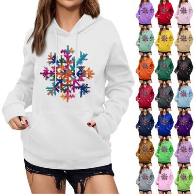 Женская зимняя рождественская толстовка с капюшоном, флисовая, с длинным рукавом