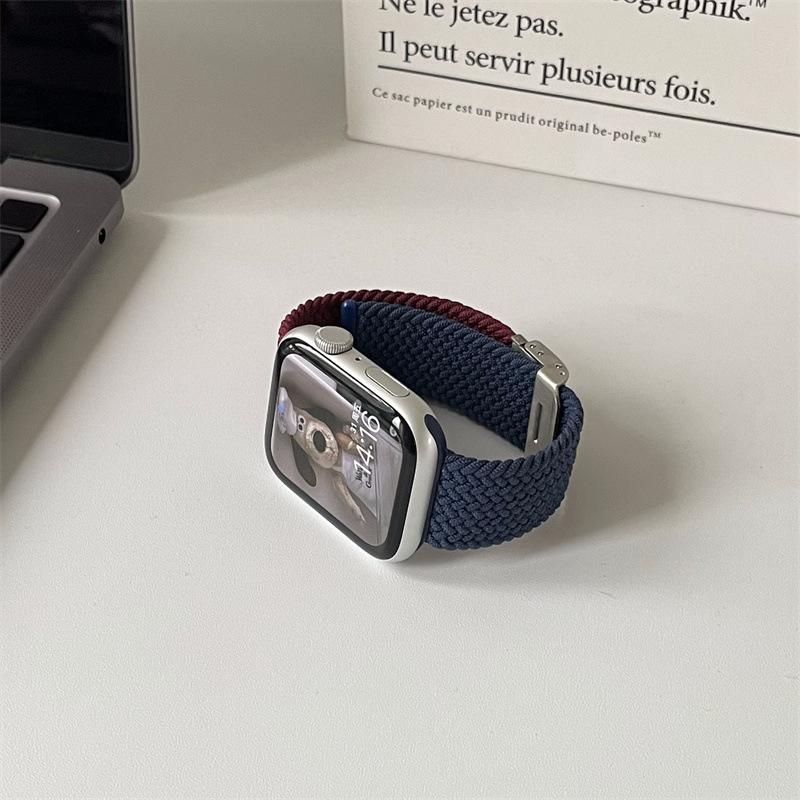Suitable for iwatch9 Apple Watch with s10 generation nylon Applewatch87se elastic braided SE color matching