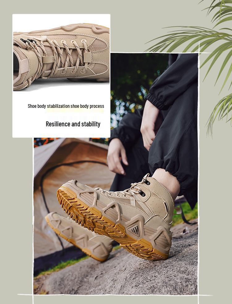 Мужские пустынные высокие уличные ботинки для хайкинга с защитой от проколов - Нескользящие, износостойкие тактические кроссовки