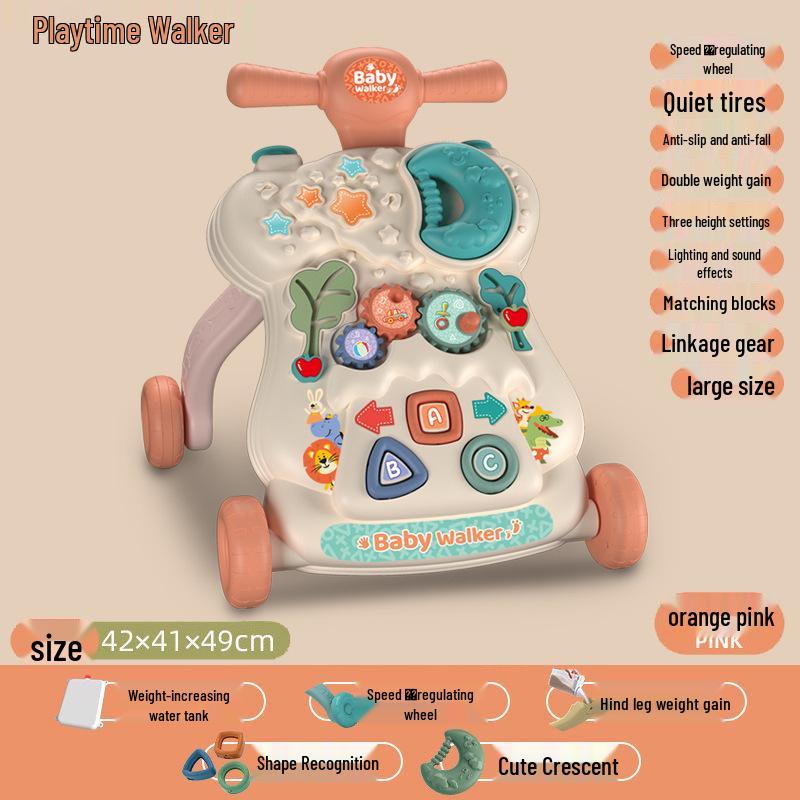 Регулируемая 3-в-1 детская ходунка и игрушка-коляска для толкания для детей в возрасте 0-3 лет