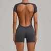 European & American Backless Peach Hip Tight Yoga One-Piece - Short Sleeve for Dance, Fitness & Sports