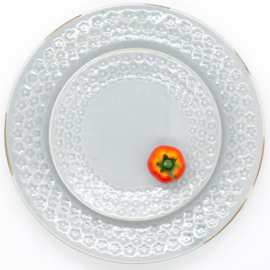 Набор столовой посуды Aito из тарелок и глубоких тарелок для пасты от Aito, подходит для микроволновой печи и посудомоечной машины, изготовлен в Мино, 113505 "Туман", 4 предмета (Парные блюда) Seisakusho, Белый/Серый, Безопасный,