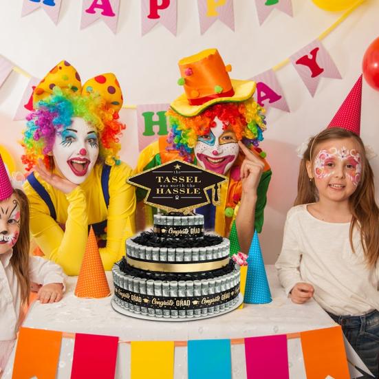 2025 Graduation Gifts 3 Tier Cake Filled with Cash Money Class of 2025 Graduation Decoration for Boys Girls High School College Grad Party Supplies