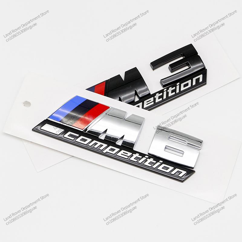 Premium BMW M Power Trunk Emblem Badge Glossy Black Silver Sticker Logo for M2 M3 M4 M5 M6 M8 Competition 10.5cm 13cm Car Decor CVA4 b4