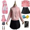 Anime Bocchi The Rock Gotou Hitori Cosplay JK Uniform Pink Jacket Skirt Wig Suit Halloween Women Girl Costumes