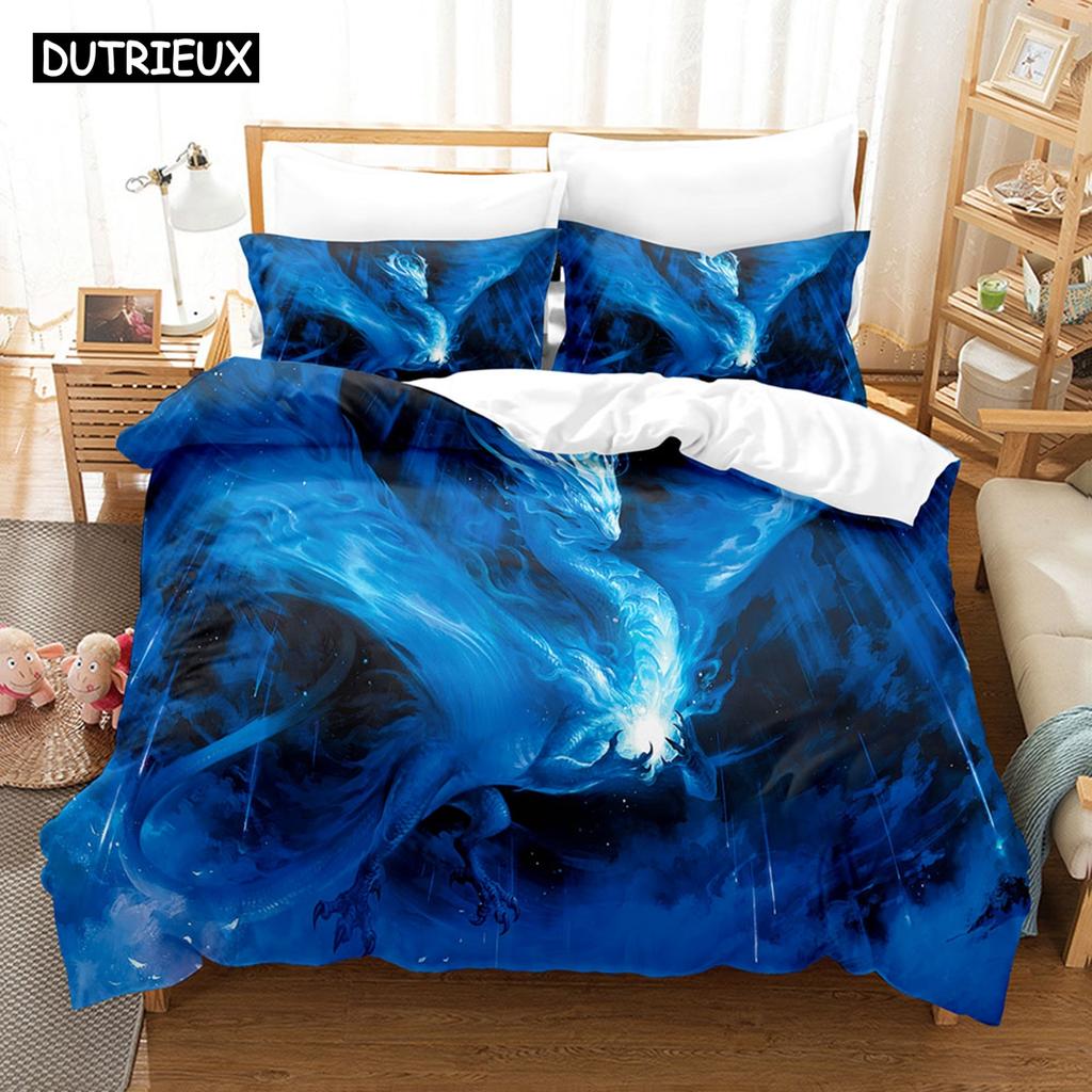 Комплекты постельного белья с 3D-драконом, пододеяльник с наволочкой, двуспальная кровать, двуспальная кровать, постельное белье