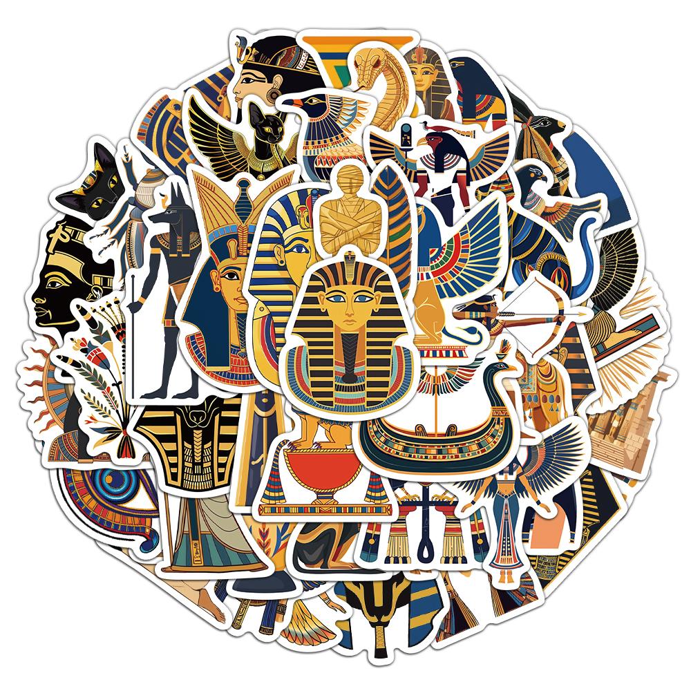50PCS Ancient Egyptian Pharaoh Stickers Cultural and Creative Exquisite Handbooks Phone Case Laptop Luggage Waterproof