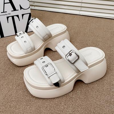 Модные 8 см Летние Женские Сандалии на Высокой Платформе, Клиновидном Каблуке, Шлепанцы, Модные Новые Пляжные Уличные Массивные Сандалии, Комфортные Повседневные Шлепки для Женщин