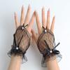 Bride Wedding Lace Gloves Halloween Mesh Bow Dance Sexy Wrist Sleeves Short Dress Decoration Mittens For Opera Prom Costume