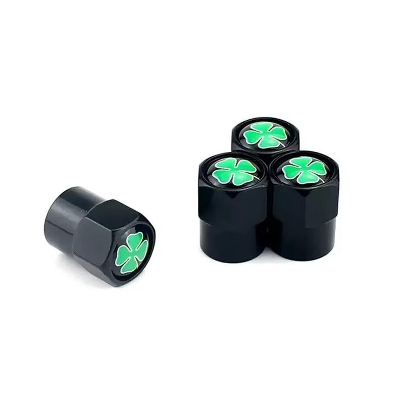 4Pcs Four-leaf Clover Logo Metal Car Wheel Tire Valve Stem Caps Fashion Badges Auto Tire Valve Dust Motorcycles Accessories