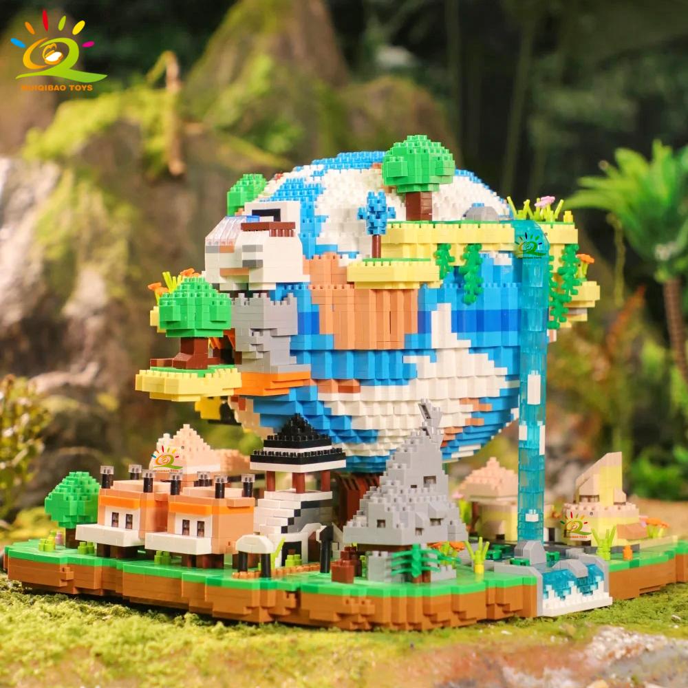 HUIQIBAO 5452PCS MOC The Earth Village Model Micro Building Blocks Architecture Style Brick for Kid Children Construction Toys