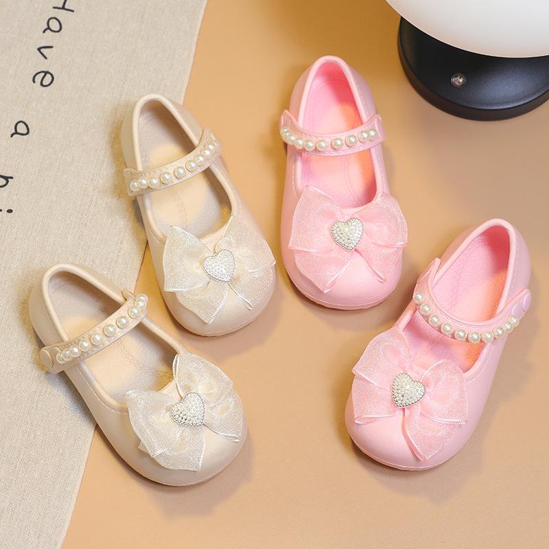 Детские лоферы-туфли EVA 2025 для девочек - Однотонная обувь с декором-бантом для весны, лета и осени